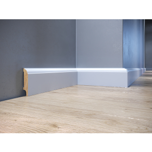 Biała drewniana listwa przypodłogowa AGAT 68 68x16 mm