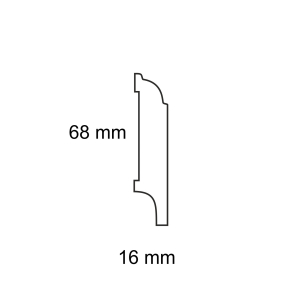 Biała listwa przypodłogowa drewniana AGAT 68 – 68 × 16 mm