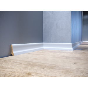 Biała drewniana listwa przypodłogowa LP70 70x25 mm