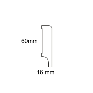 Biała listwa przypodłogowa drewniana LAPIS 60 – 60 × 16 mm